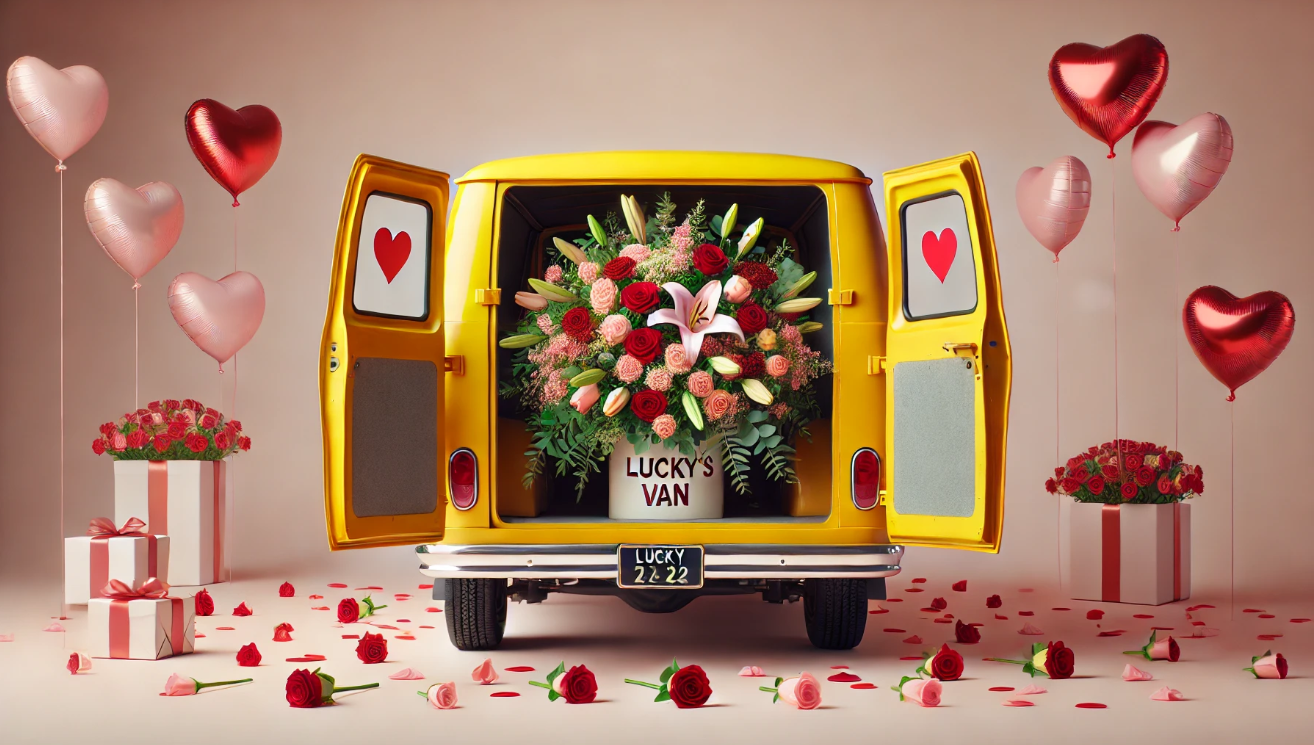 romatic delivery - a van with flowers