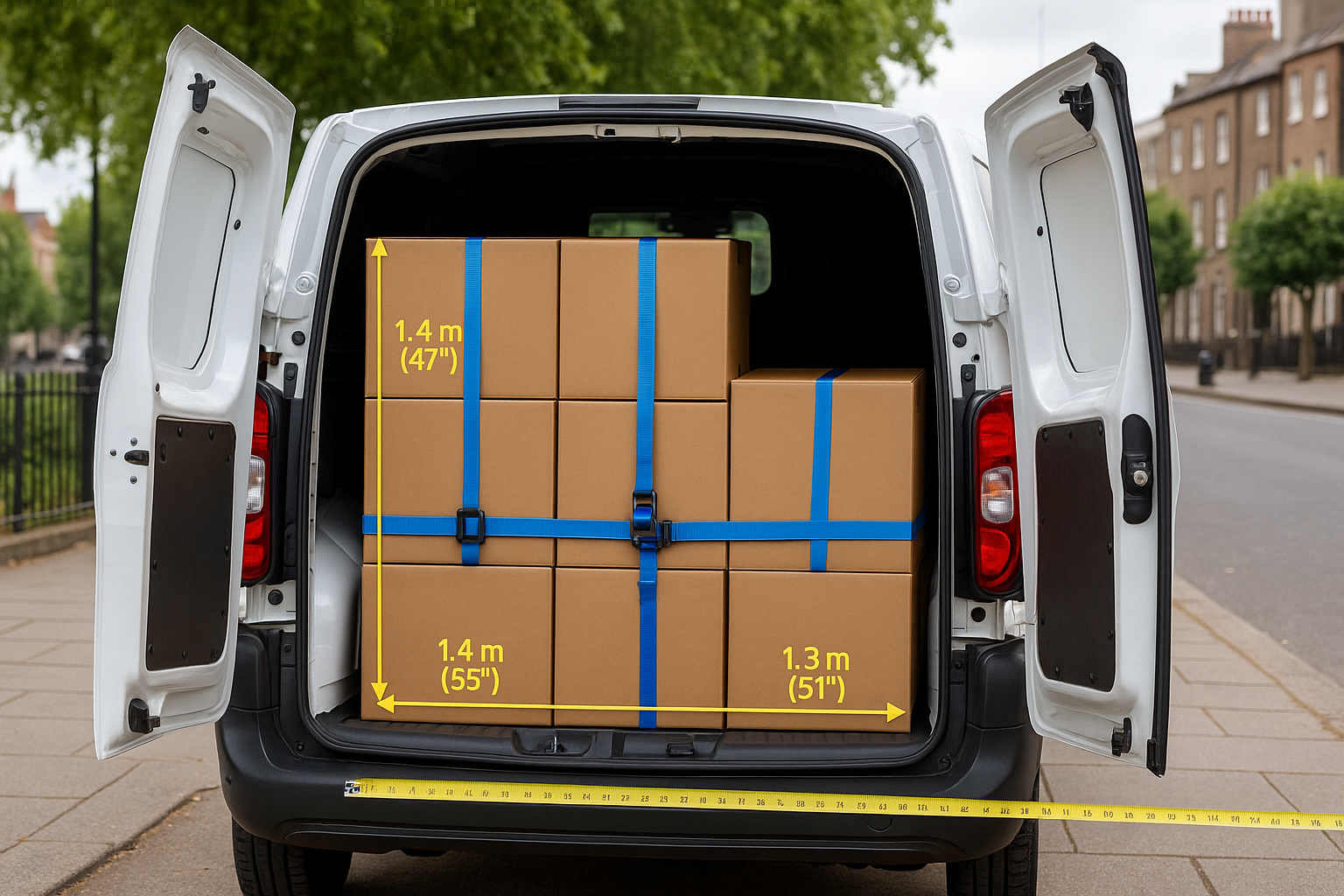 Real-world payloads (550–800 kg), volume (2.5–3.6 m³) and fit-guides. Learn when a small van is enough and when to book a medium van in London.