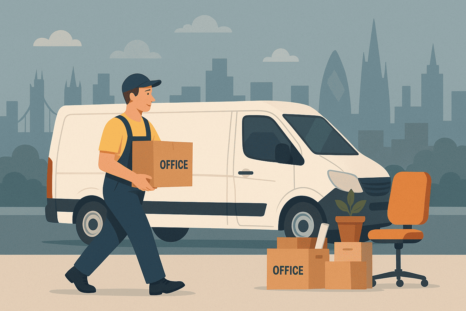 Man and van helping with an office move in London
